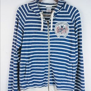 Disney Parks Zipper Hoodie Distressed Stripes